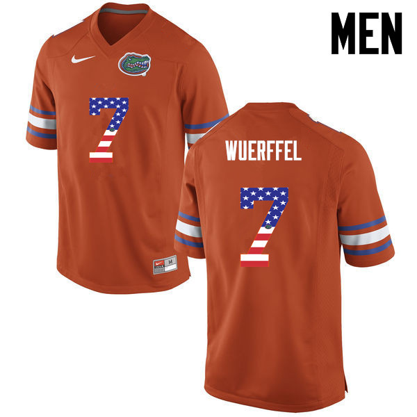 Men Florida Gators #7 Danny Wuerffel College Football USA Flag Fashion Jerseys-Orange